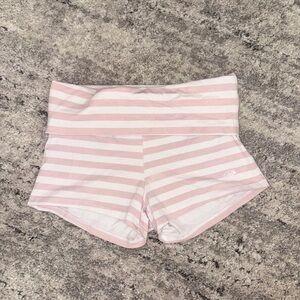 Frankie's Bikinis Pink & White Striped High-Waist Shorts